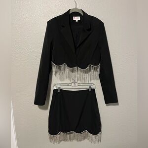 Black Blazer Skirt Set